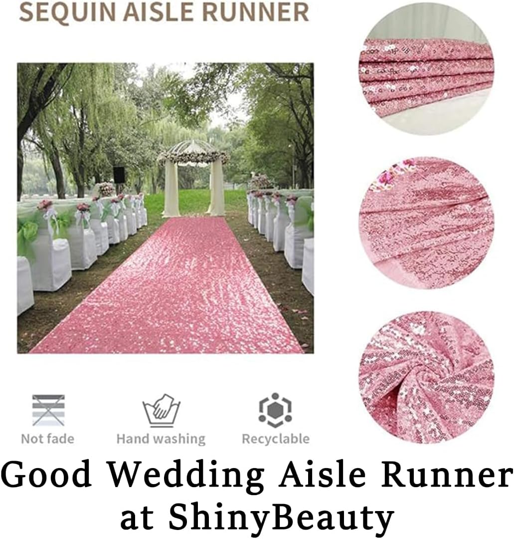 ShinyBeauty Pink Gold Aisle Runner-4FTx15FT-Sequin Aisle Runners Rug for Outdoor Rugs for Hallway Glitter Carpet for Wedding Ceremony (4FTx15FT, Pinkgold)