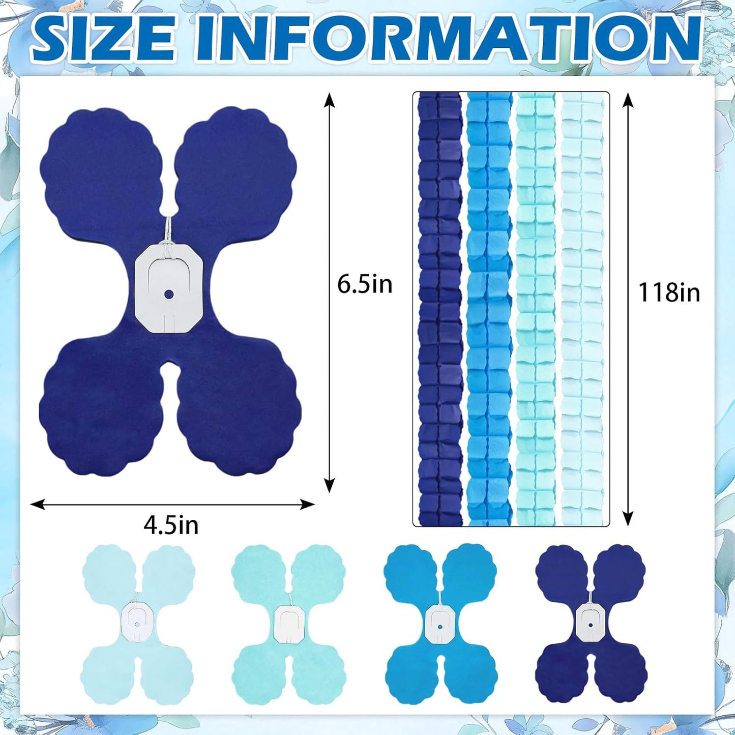 12Pcs Blue Party Decorations, Hanging Blue Streamers Garland for Women Boys Men Birthday Baby Shower Wedding Graduation Underwater Themed Party Backdrop Decor