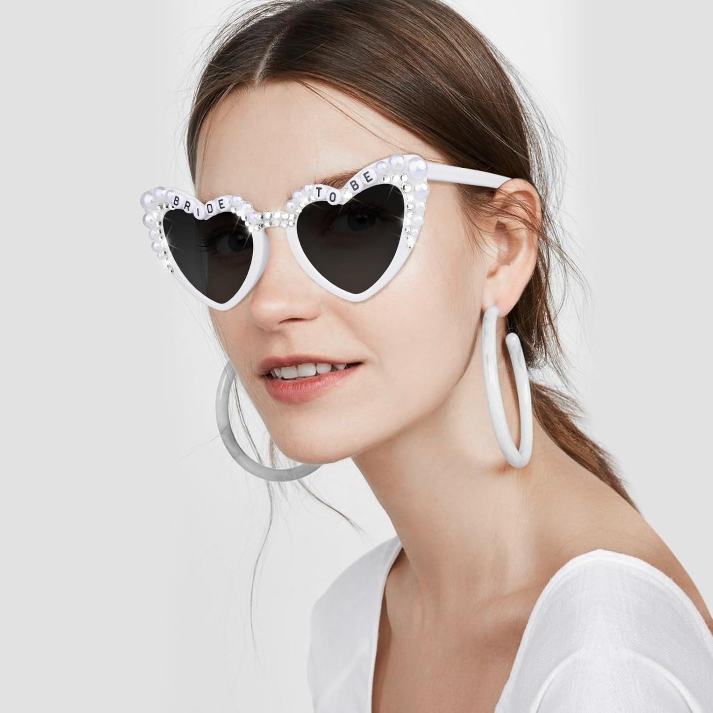 Bride Sunglasses for Bachelorette White Heart Glasses for Bride to Be Gift, Bachelorette Accessories Party Favors