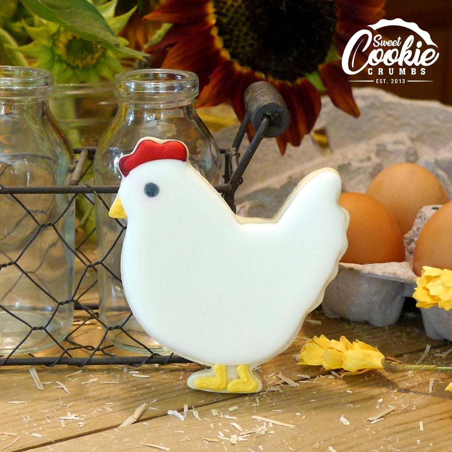 Chicken Cookie Cutter Set – Sharp & Stainless Steel Cooking Utensils – A Fun Fit for Sandwiches, Pancakes, Fruits & Crafts – Dishwasher-Safe 3-Piece Bakery Supplies by Sweet Cookie Crumbs