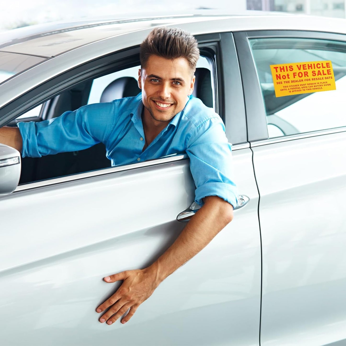 200 Pcs Car Dealership Supplies This Vehicle Not for Sale Stickers Car Dealer Yellow and Red Lettering Decal Adhesive Compliance Sticker for Vehicle Window, 6 x 3 Inches