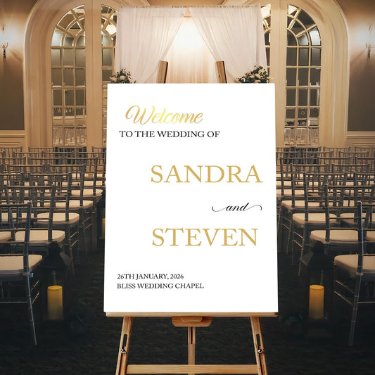 Personalized Modern Wedding Welcome Sign, Minimalist Printed Welcome Sign for Ceremony, Custom Wedding Decoration