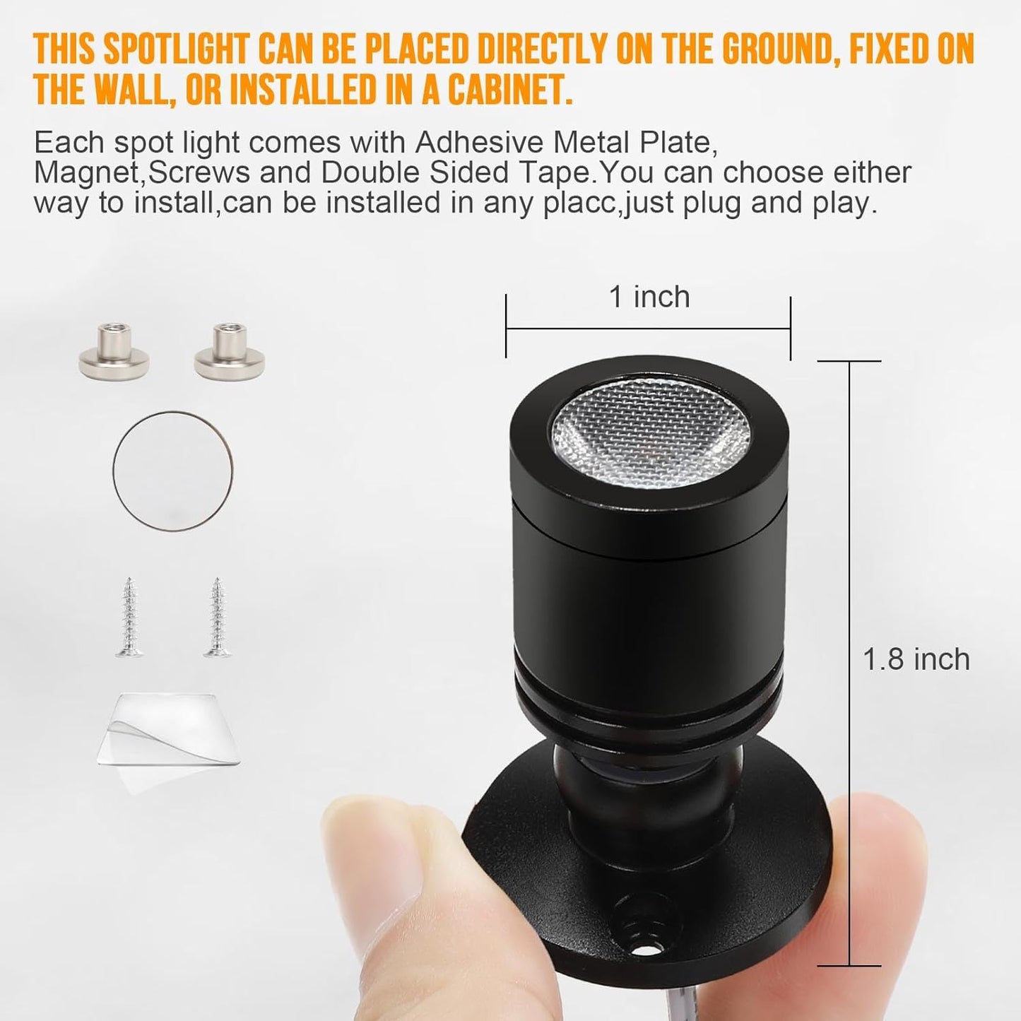 Taysing LED Spot Light Indoor Little Mini Spotlight Accent Lights for Display,Paintings,Pictures,Plants,Jewelry,Shelves, Cabinets,Posters,Showcase(ColdWhite 6 Pack Dimming&Timing)