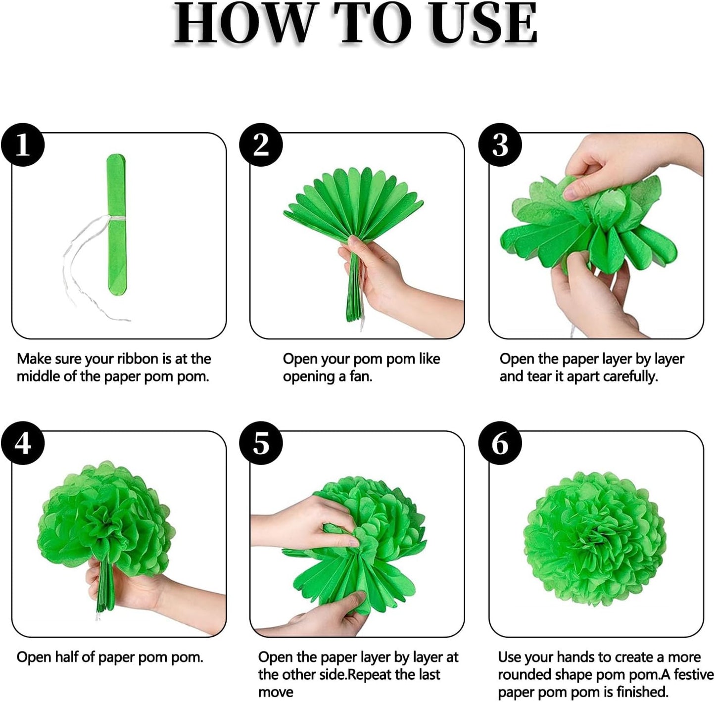 20 PCS Baby Blue Tissue Paper Pom Poms, Tissue Pom Poms Flowers, Sizes of 6", 10", 12", 14" Hanging Paper Flower Ball for Wedding, Birthday, Halloween, Christmas, Baby Shower Party Decor