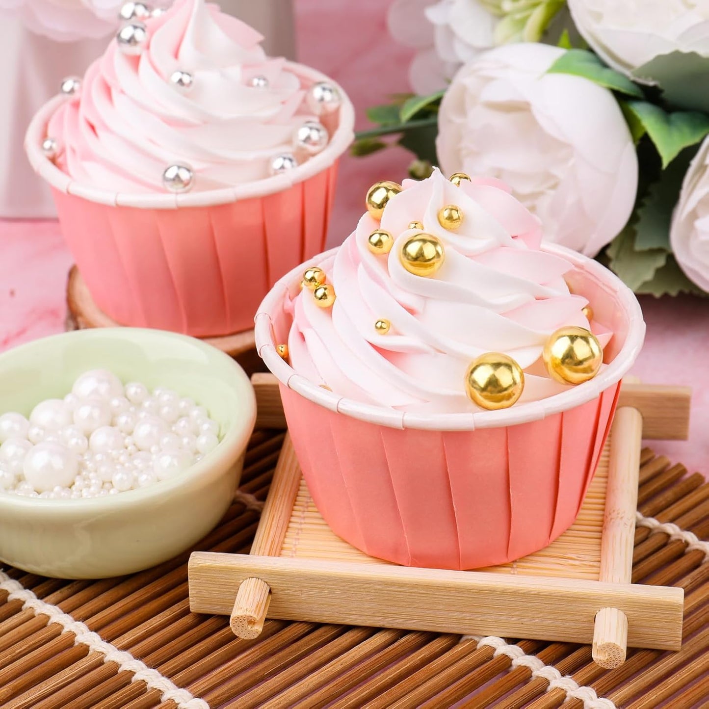 White Pearl Sprinkles for Cake Decorating, 11.3 Oz Edible Pearls Sugar 4 Sizes Gift Box Set for Baking Cookie Ice Cream Cupcake Toppings