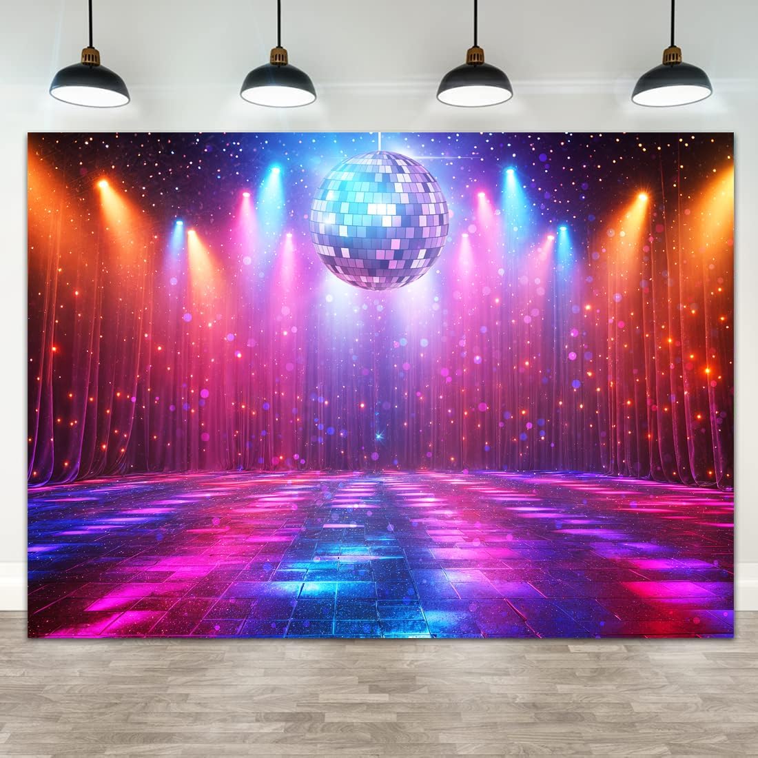 Disco Decorations Backdrop, Retro Glow Party 70s 80s 90s Theme Stage Dance Background Disco Party Decoration, Polyester Banner PartyBackdrop for Birthday Prom Portrait Photo Props 8x6ft