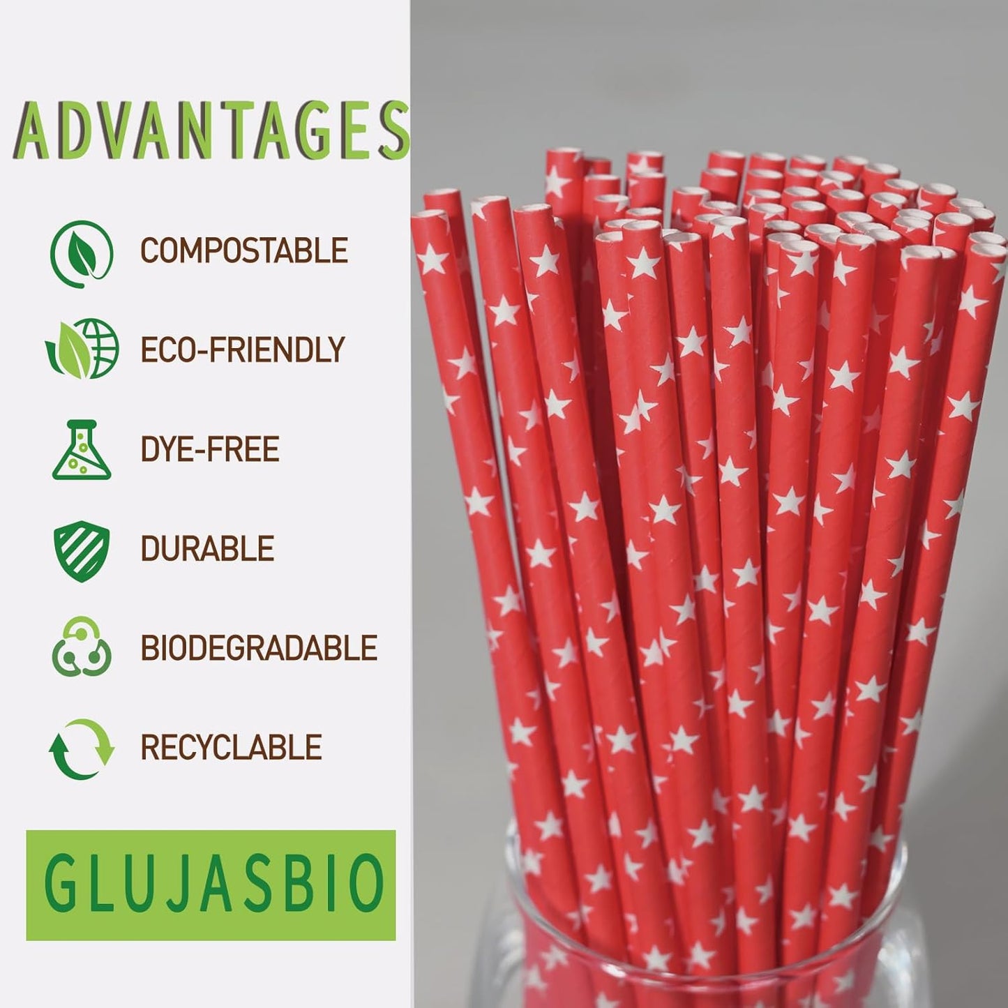 100 Pack Paper Straws Biodegradable - 7.75 Inch Paper Straws Bulk - Drinking Straws for Party Supplies,Wedding,Birthday,Bridal Shower