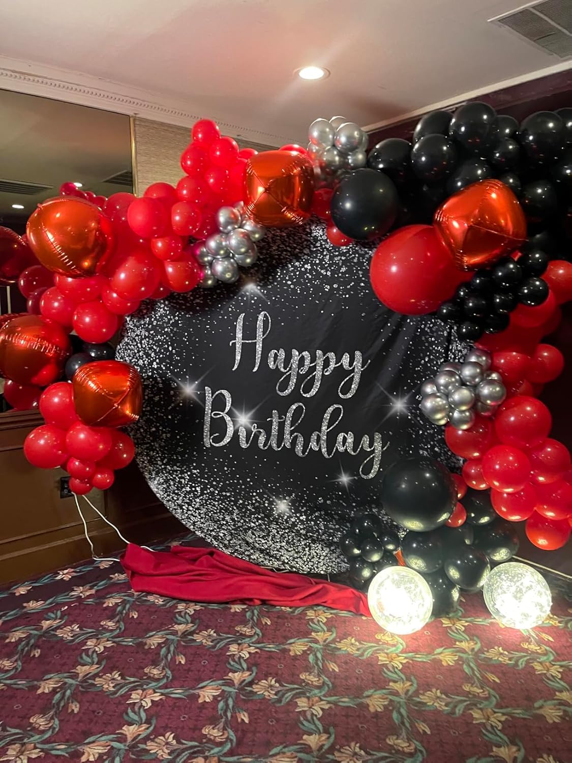 12Pcs Red Round Foil Balloons, 22" 15" 10" 4D Ball Balloons, Metallic Red Foil Balloon for Wedding Birthday Graduation Christmas New Year Party Decoration Supplies Backdrops