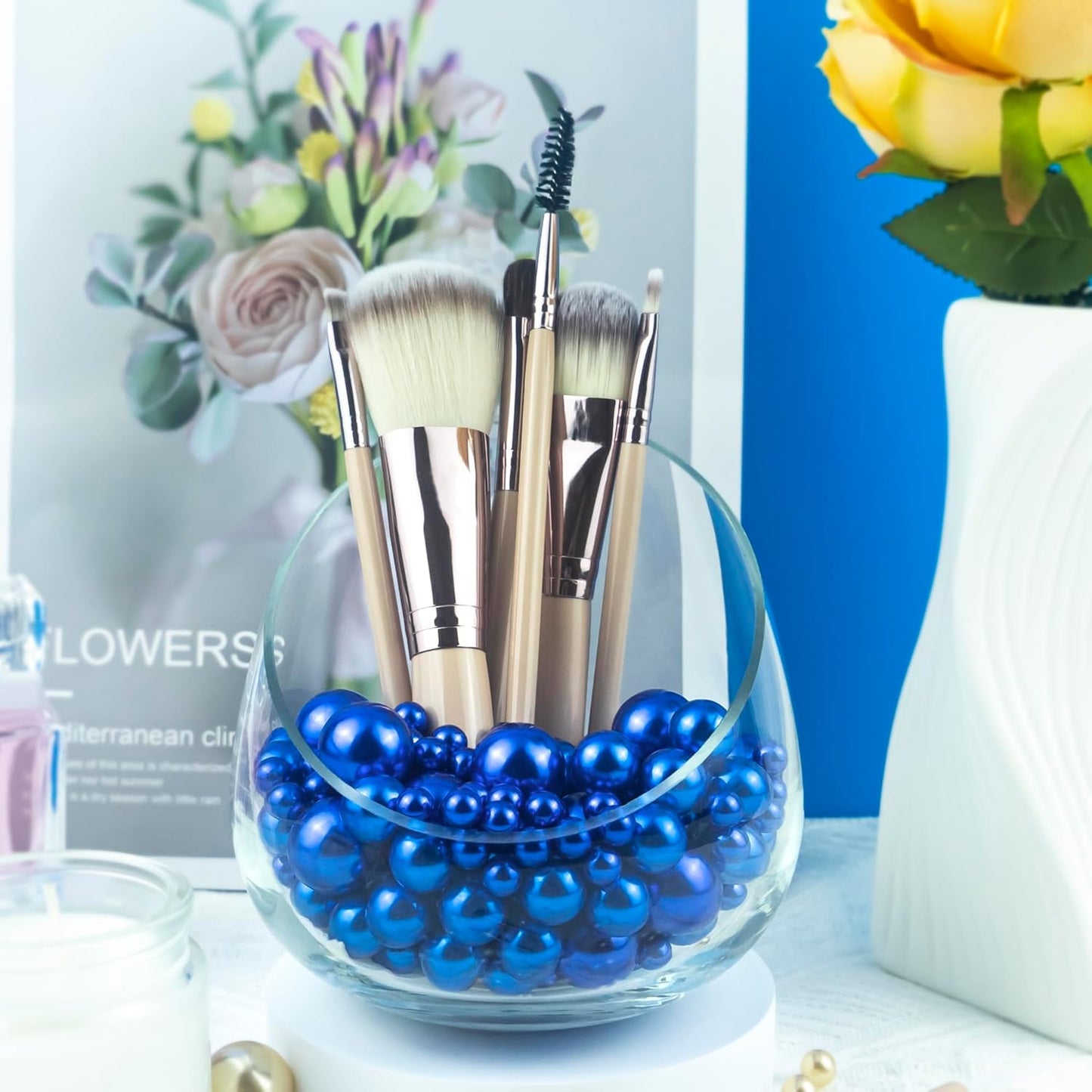 120 PCS 8/14/20mm No Hole Polish Pearl Beads for Centerpiece, Dark Purple Beads Decorative Vase Fillers, Plastics Pearls for Vases, Table Scatters, Wedding Party Decor