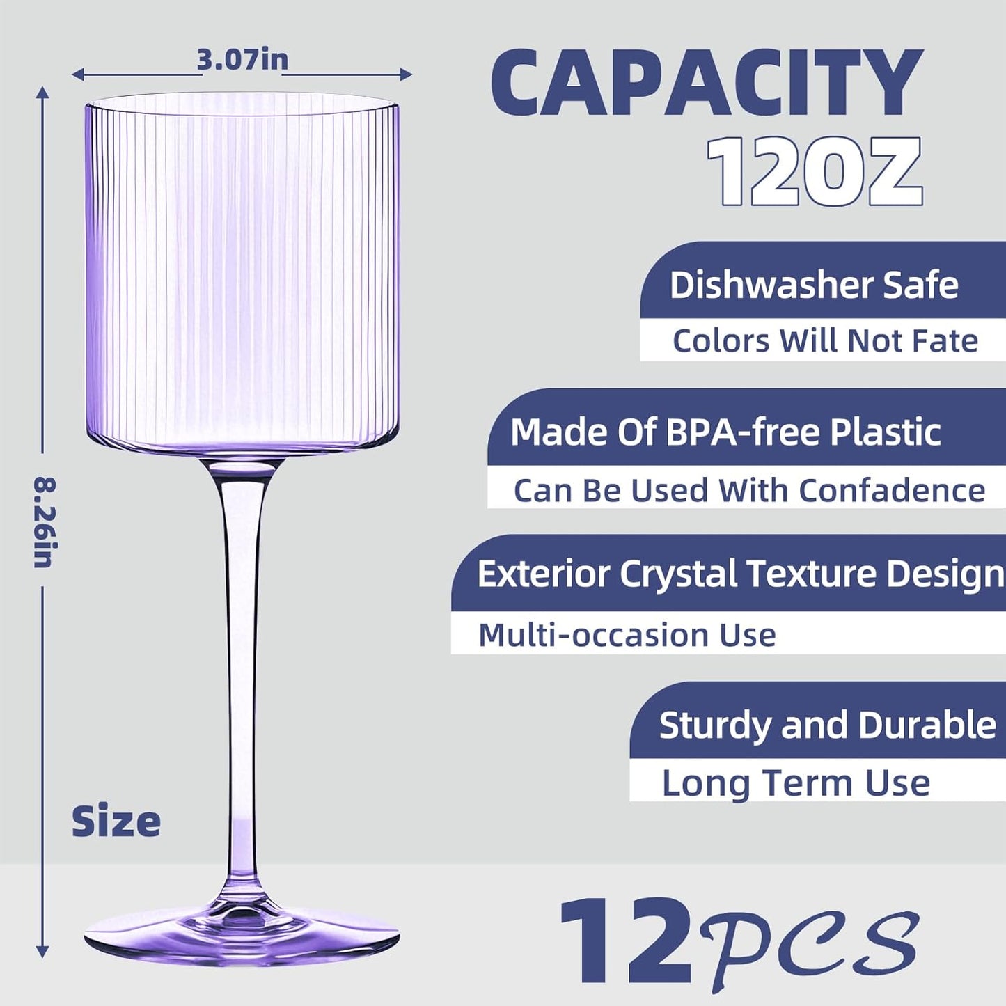 Plastic Goblets Wine Glasses - 12Oz Acrylic Wine Glasses Origami Unbreakable Clear Plastic Cocktail Glasses Recyclable Shatterproof Reusable Wine Cups for Parties & Weddings (Purple)