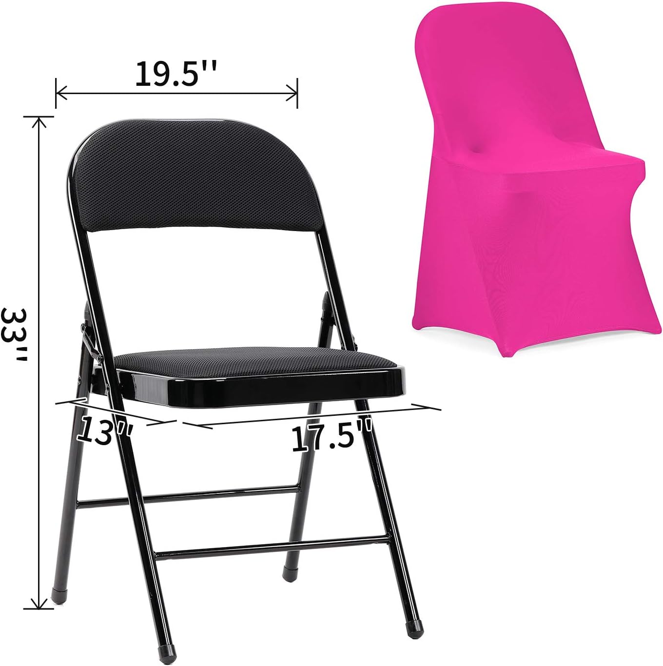 Peomeise Stretch Spandex Folding Chair Cover for Wedding Party Dining Banquet Event (Fuchsia,25pcs)