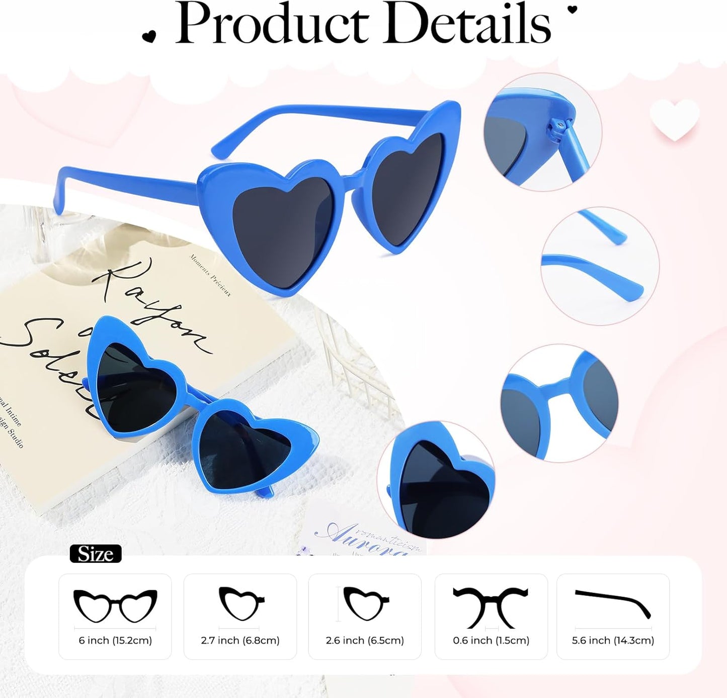 YOGFIT Heart Sunglasses for Women Fashion Classic Love Eye Protection Sunglasses Vintage Cute Heart Sunglasses