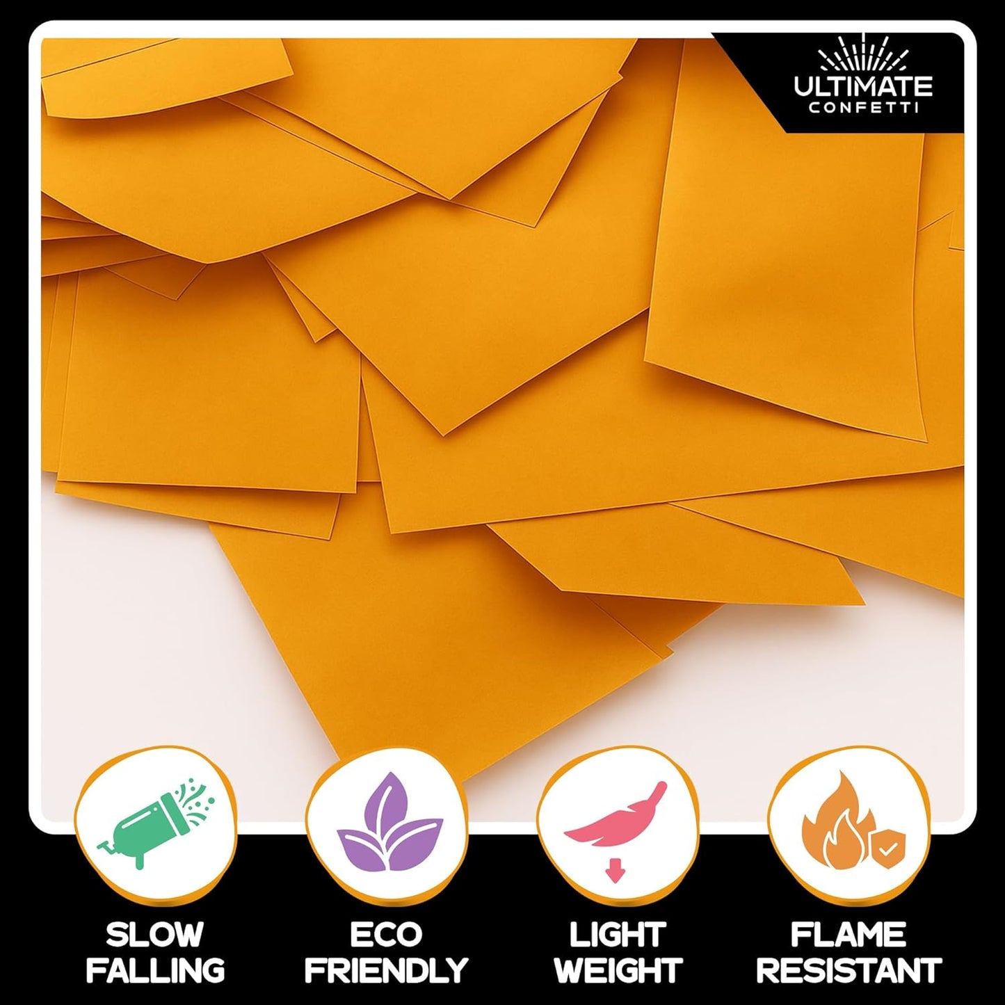 Ultimate Confetti, Orange Tissue Paper Confetti - Rectangular Fluttering Biodegradable Confetti for Cannon and Launcher use – Best for Wedding, Parties, Concerts and Live Events - 1 lb, 16 oz
