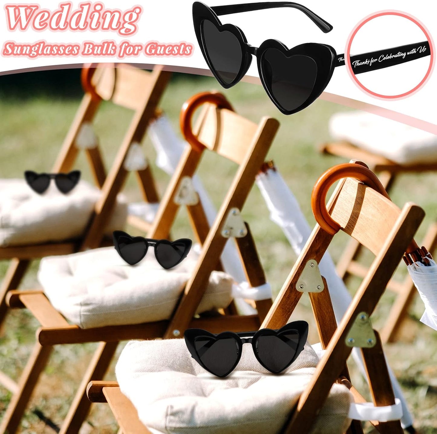Vabean Wedding Heart Sunglasses Bulk Wedding Gifts Bachelorette Bridal Party Favors for Guests Reception