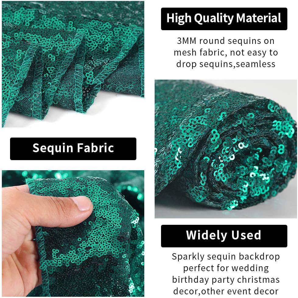 Hahuho Hunter Sequin Backdrop Curtain, 2PCS 2FTx8FT Glitter Backdrop Curtain for Parties, Christmas, Wedding, Party Decoration（2 Panels, 2FT x 8FT, Hunter