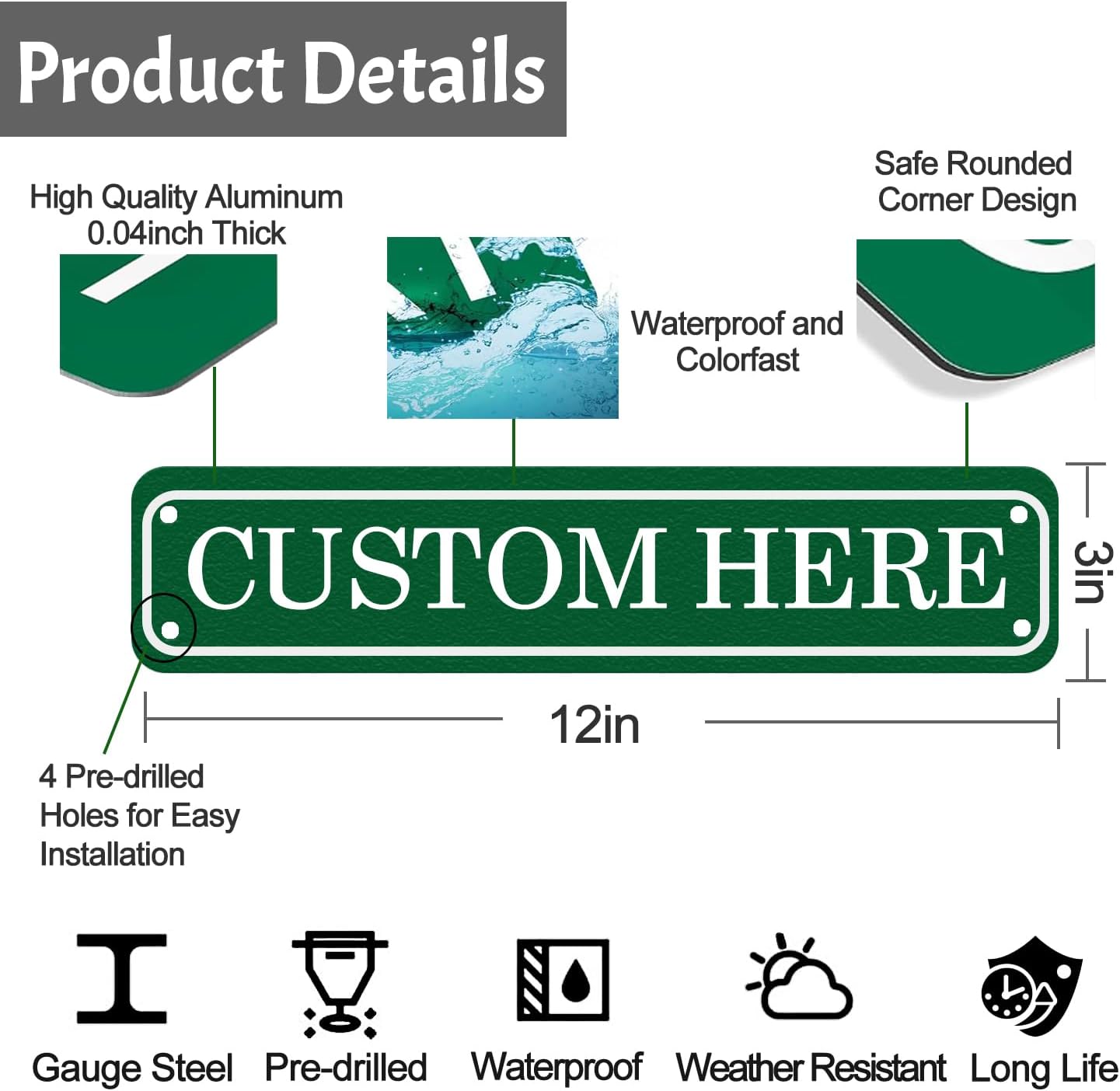 Custom Signs Outdoor Metal,Personalized Street Sign,Create Your Own Sign-Offices、Businesses、Workplaces Address Signs,Indoor and Outdoor Use