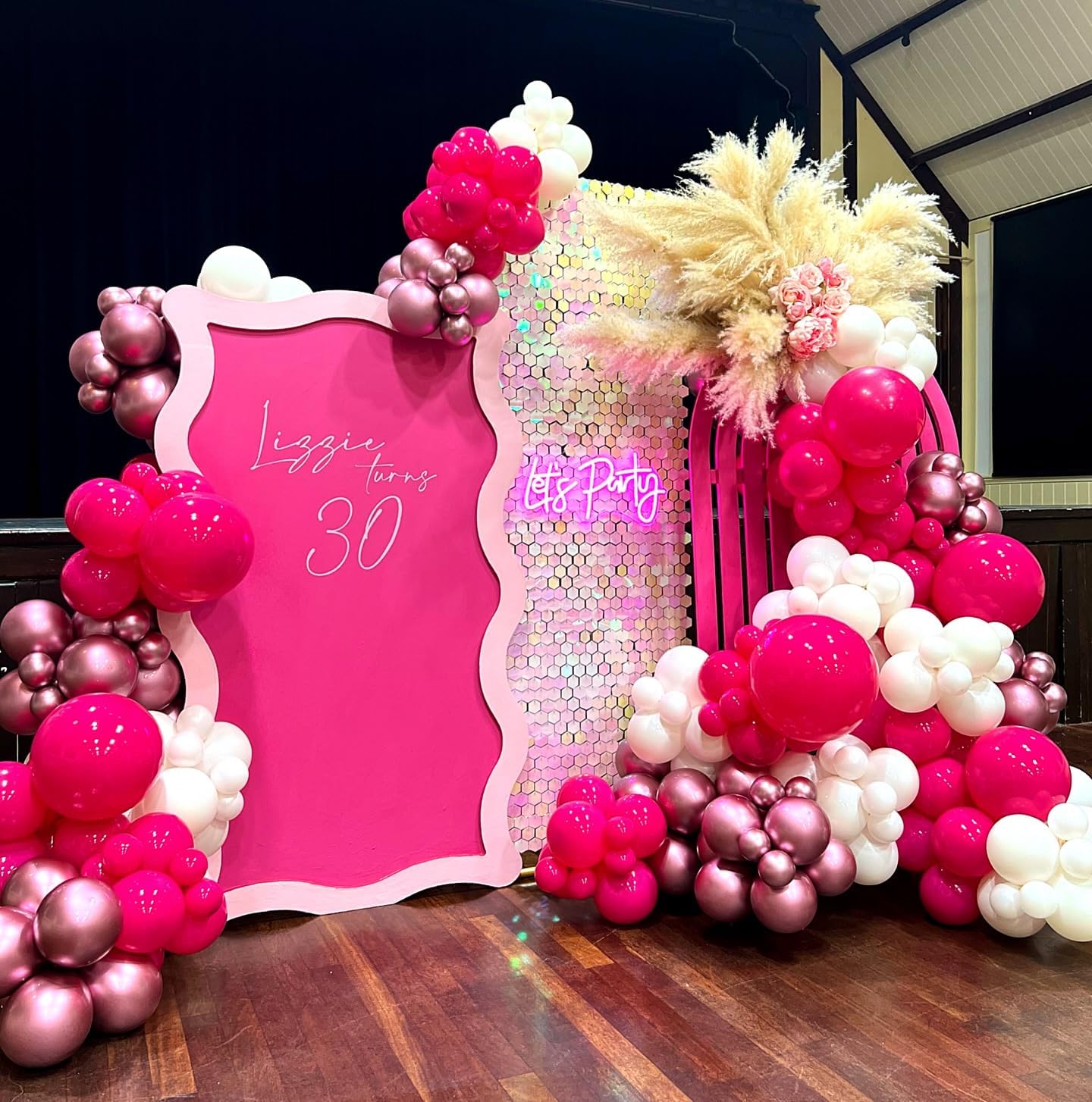 Hot Pink Balloons Garland Kit, 124pcs Light Pink Metallic Latex Balloons Arch for Birthday, Baby Shower, Princess Theme Party Decoration