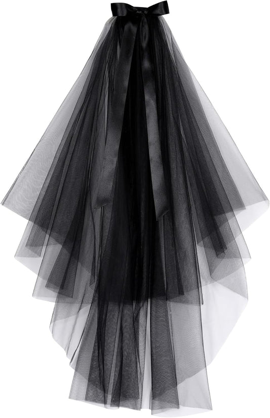 Ayliss Women Mesh Veils Black Bridal Birdcage Short Wedding Face Veil with Clip Tulle Gothic Bride Halloween Costume