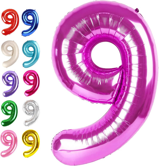 Big Rosy Purple 40 Inch 9 Balloon Number, Jumbo Giant 9th 19 29 39 49 99 Birthday Party Decorations, Large Rosy Purple Foil Balloons Anniversary Birthday Party Engagement Decorations