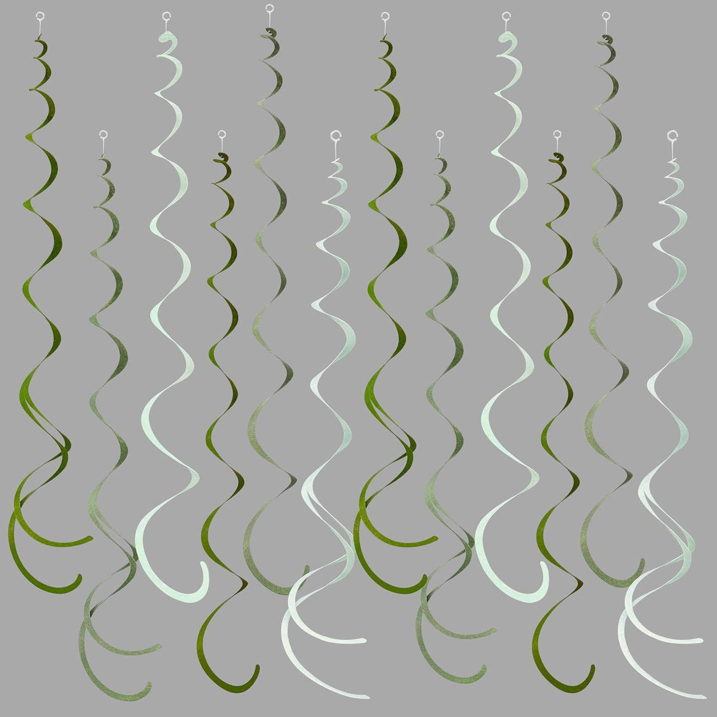 36Pcs Olive Green Hanging Swirl Decorations Ombre Sage Green Felt Swirl Streamer Spiral Ceiling Garland for Neutral Baby Shower Birthday Wedding Engagement Safari Jungle Woodland Party Supplies