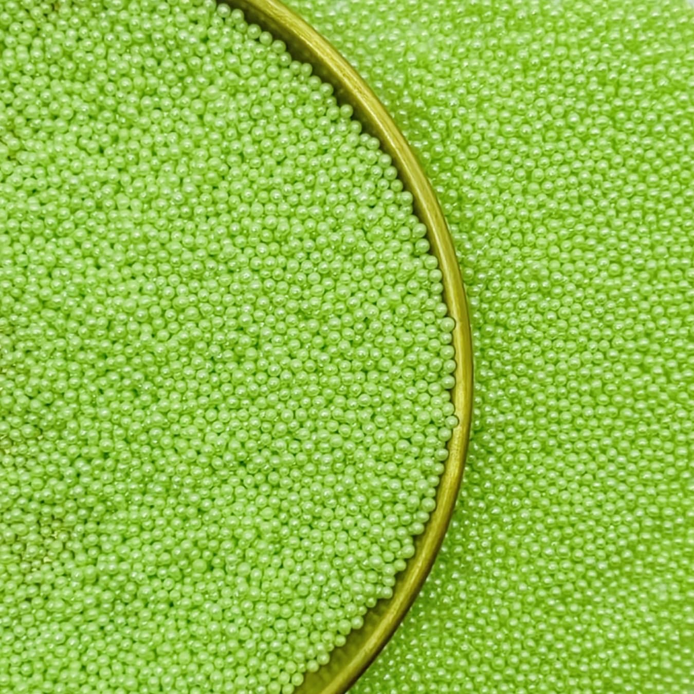 Edible Light Green Sprinkles Candy 2mm Mini Pearls Cake Decorations Cupcake Toppers Cookie Decorating Perfect for Wedding Party Valentine Halloween Christmas Supplies 3OZ