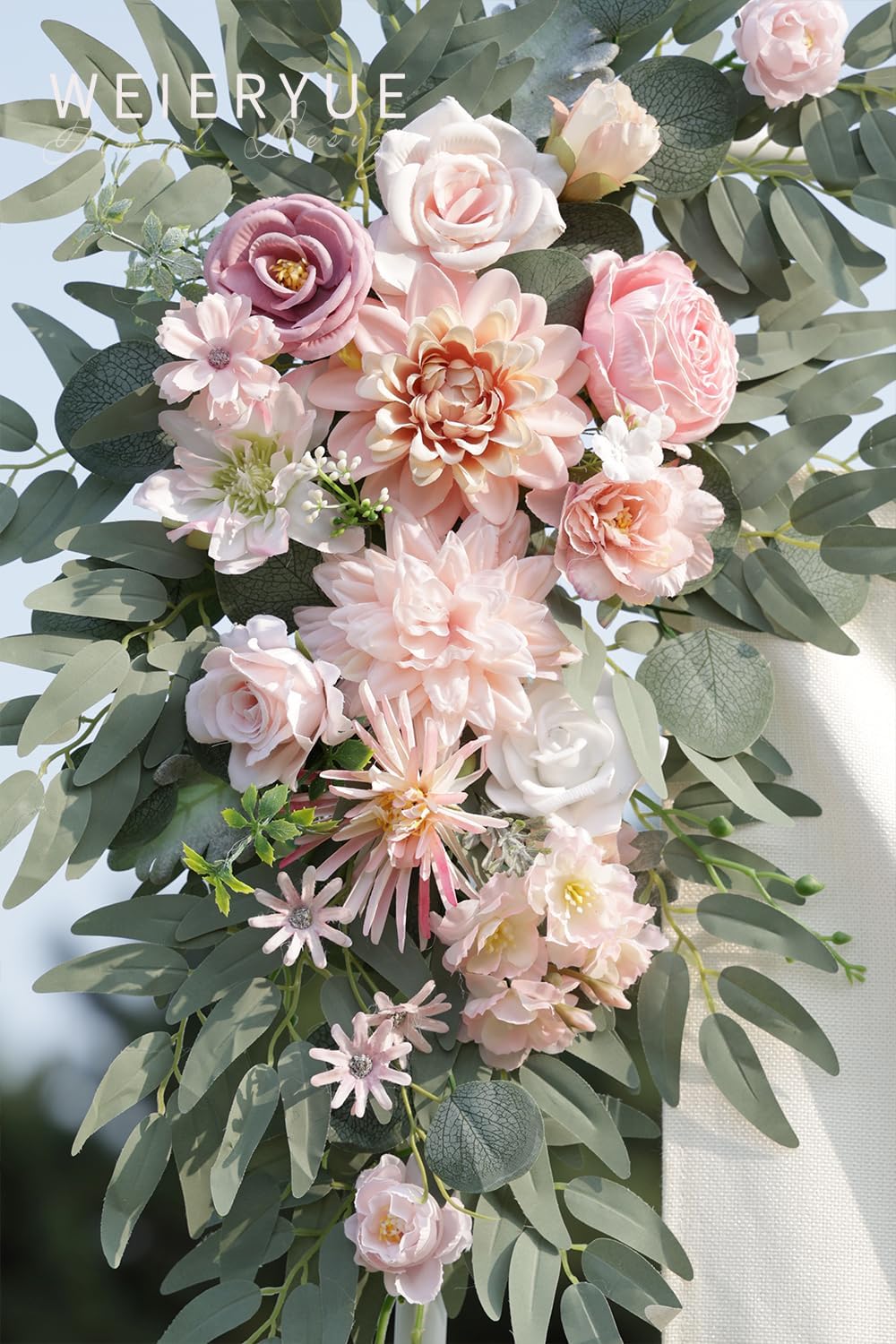 Artificial Wedding Arch Flowers Kit(Pack of 2) for Wedding Arch, Bridal Shower, Ceremony and Reception Backdrop Decoration (Romantic Pink)