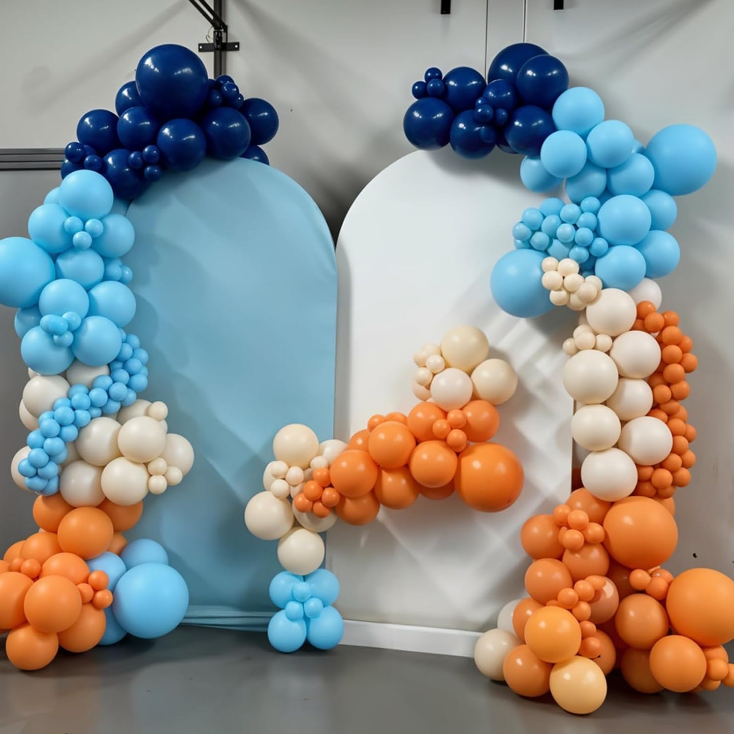 Blue and Orange Balloons, 12 Inch Orange Light Blue Nude Dark Blue Confetti Balloons with Star Foil Balloon for Boys Birthday Party Baby Shower Graduation Decorations