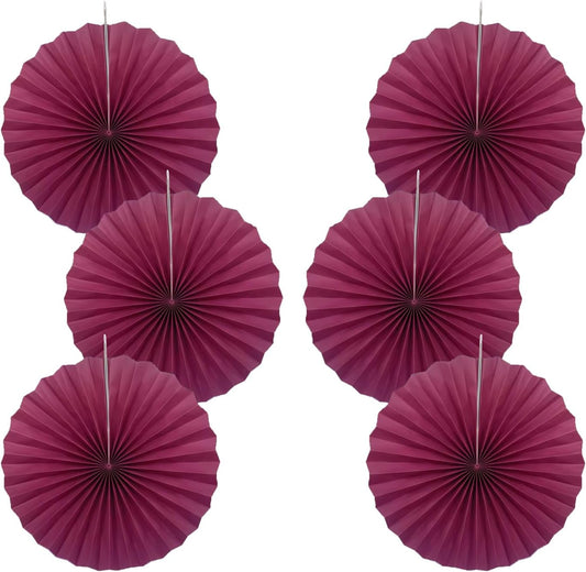 BARTHEW Red Party Decorations,Paper Decorations for Party,Girls Party Decorations Party Paper Fans Bulk 16in,Anniversary Decorations for Party 30 Color DIY Set （Wine Red）