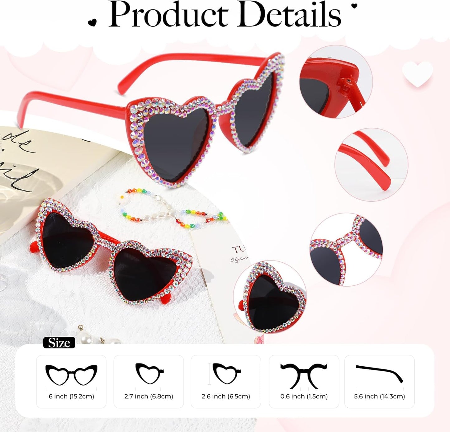 YOGFIT Heart Sunglasses for Women Fashion Classic Love Eye Protection Sunglasses Vintage Cute Heart Sunglasses