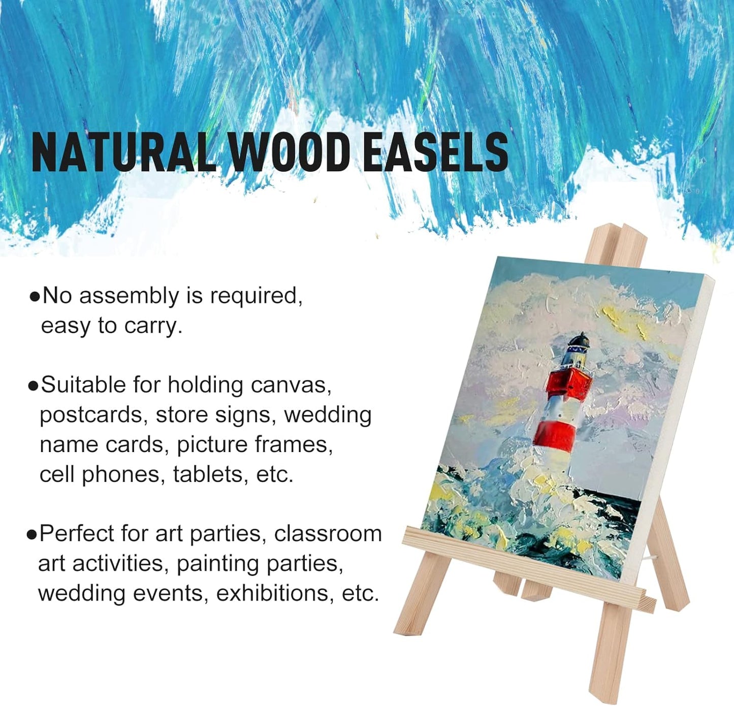 Kinlink 11.8 Inch Tall Wood Easels for Display Set of 6, Display Easel Tabletop, Painting Easel Stand for Artist Students