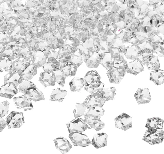 uxcell 1000pcs Fake Ice Rocks, Dazzling Clear Resin Crushed Ice Sparkling Fake Diamonds Gem Stones for Vases Fillers Table Scatter, Theme Party Favors, Clear