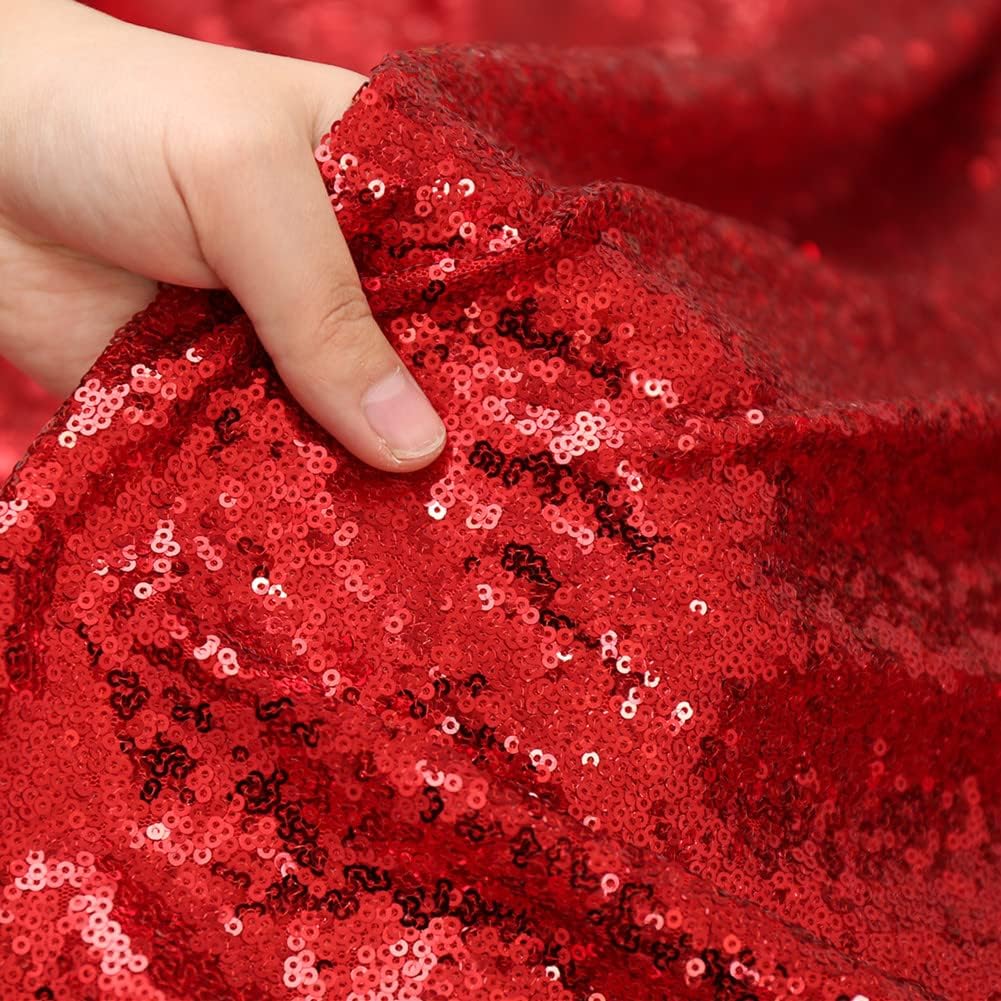 Poise3EHome Red Sequin Backdrop, 10Ft x 10Ft Glitter Photography Background Curtains for Party Wedding Birthday Christmas Valentines Day Decoration