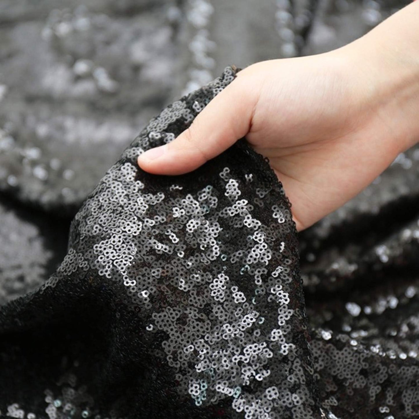 Poise3EHome 6FT x 8FT Black Sequin Photography Backdrop Curtain for Party Decoration