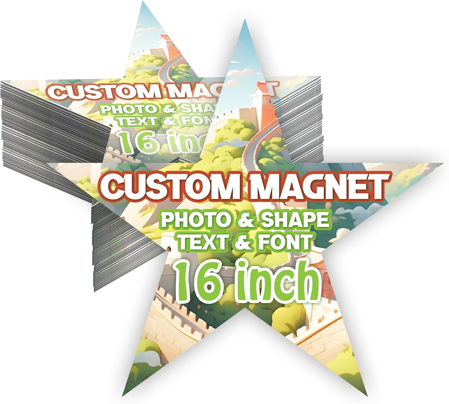 KETABAO – 16" Customized Star Photo Magnets - Personalized Refrigerator and Car Magnets for Home and Office Decor