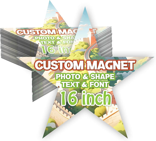 KETABAO – 16" Customized Star Photo Magnets - Personalized Refrigerator and Car Magnets for Home and Office Decor