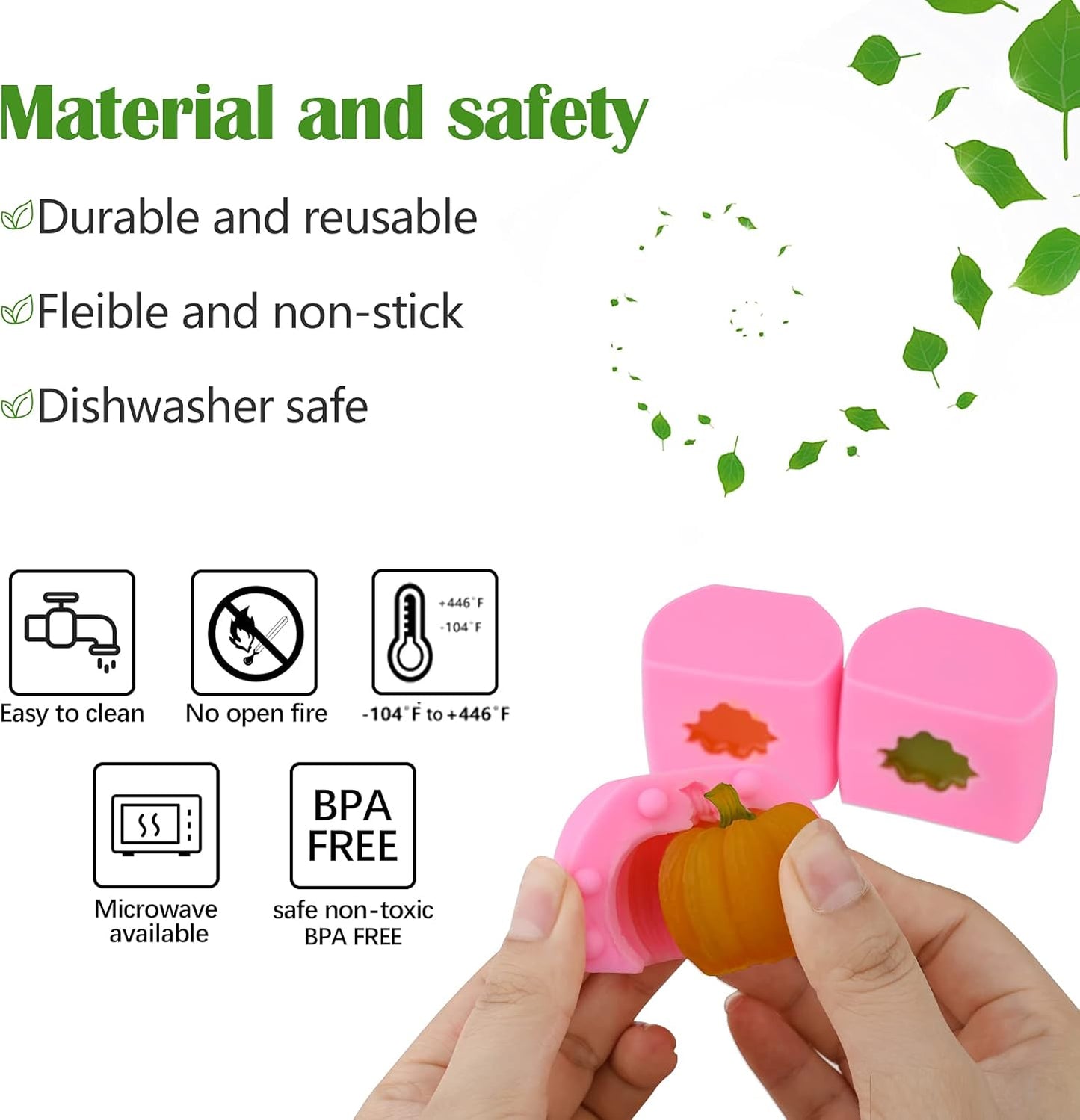 Actvty 3D Pumpkin Silicone Molds, 6 Pcs Half a Pumpkin Chocolate Candy Fondant Mold for Halloween Thanksgiving Fall Baking, Cake Decoration, Soap Candle Clay Resin Casting