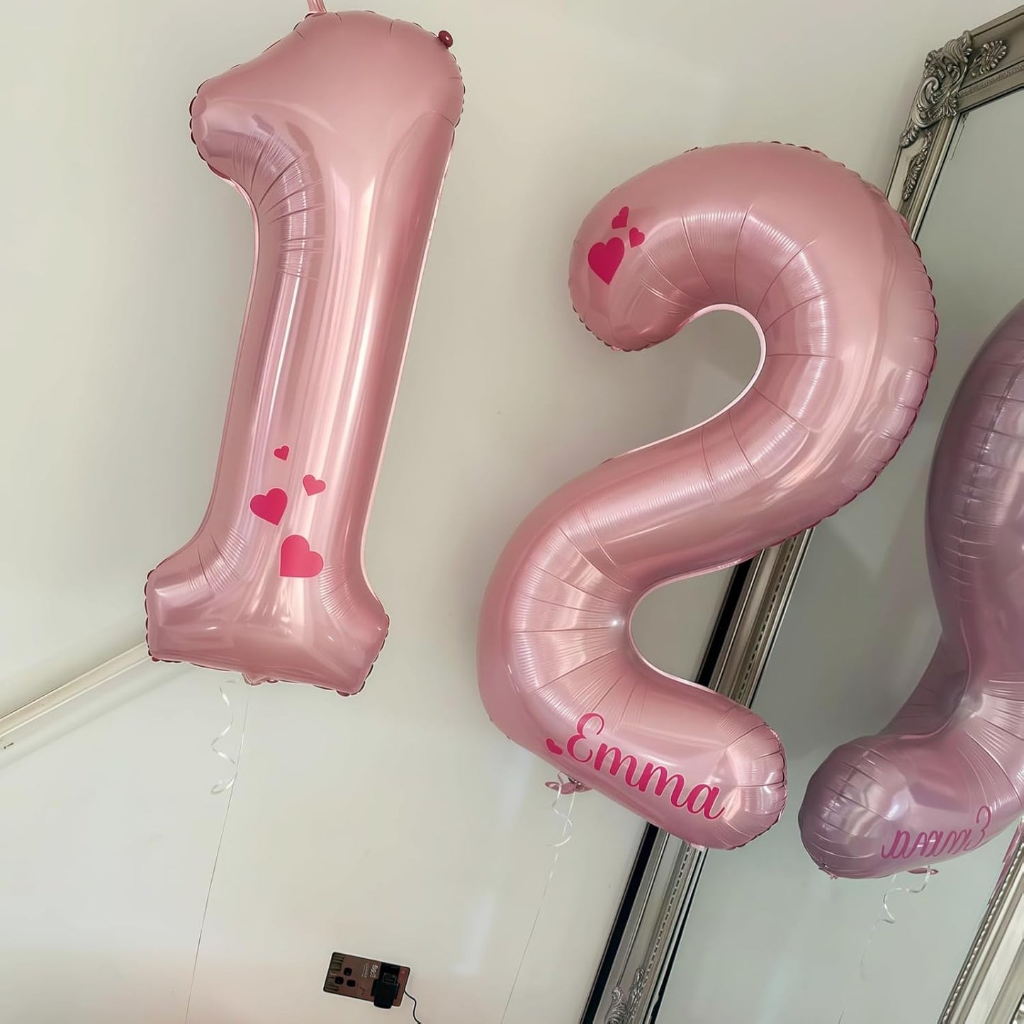 Light Pink 12th Birthday Balloon for Girls, 40'' Mylar Self Inflating Number 12 Balloon, Big Foil 1 & 2 Helium Pastel Pink Balloon for Women 21st Birthday Party Decoration Anniversary Decor Supplies