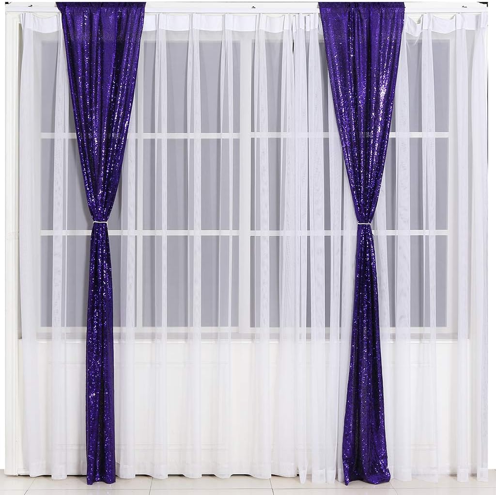 Eternal Beauty Sequin Backdrop Curtains, 2x8 Ft-2 Panels Purple Back Drop for Shimmer Photography Party Wedding Birthday Decor