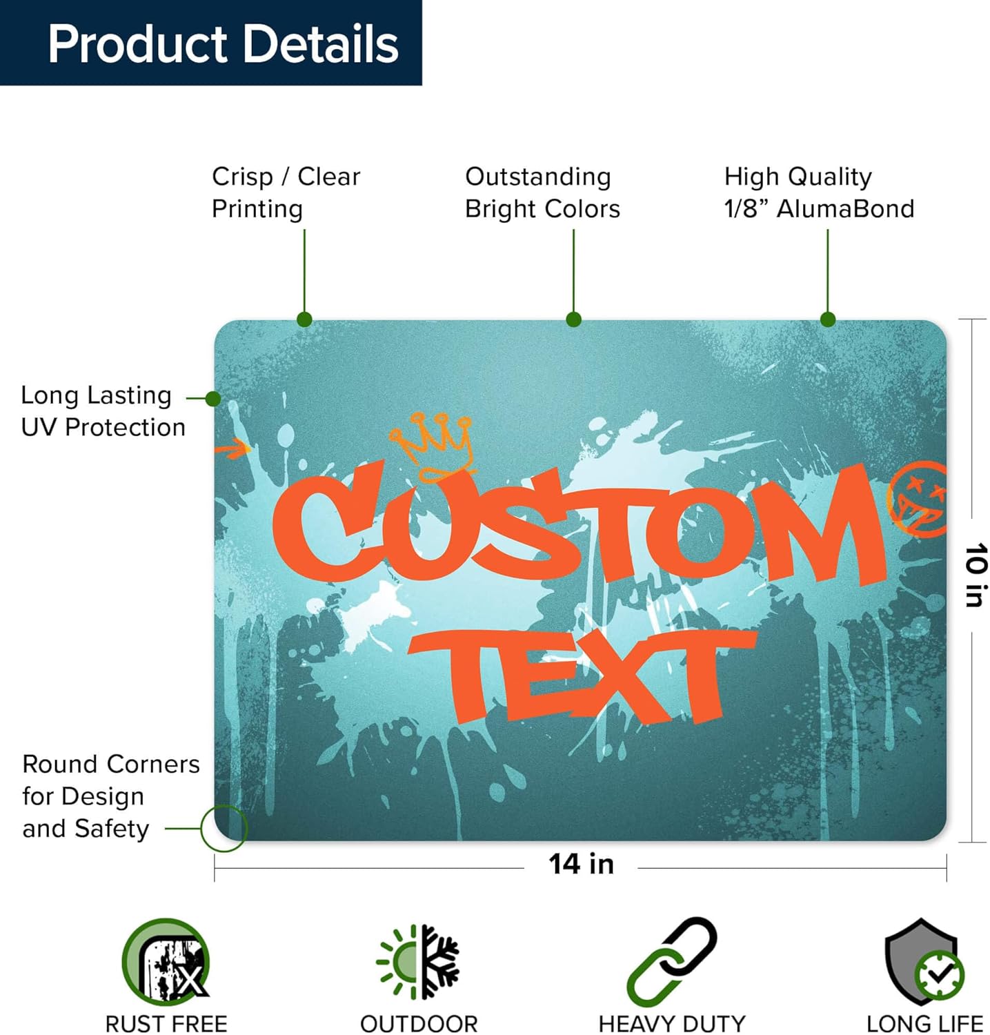 Custom Sign, Custom Street Sign, 11 Font Colors, 13 Font Styles, 4 Hole Options, 22 Sizes, 10x14 Inches, Rust Free DiBound, Fade Resistant, Made in USA by My Sign Center (Graffiti)