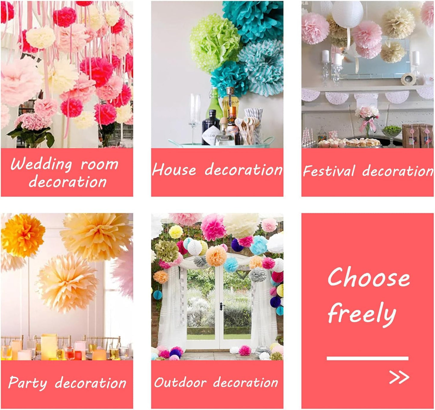 Capesaro Yellow Paper Pom Poms - 10",12" Tissue Pom Poms Decorations for Party Hanging Decor - 12 Piece Set