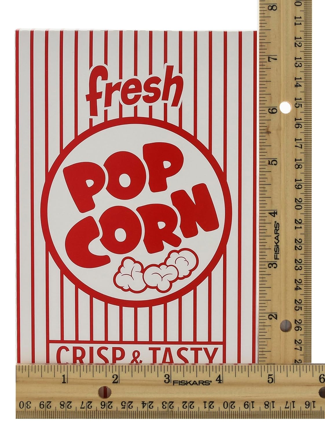 Snappy 3J Red & White Striped Close Top Popcorn Boxes for Movie Night Supplies, Popcorn Boxes Bulk 25 Count, Movie Night Popcorn Boxes 1.25 oz. Capacity, 4.625” x 2” x 7.5” Popcorn Containers
