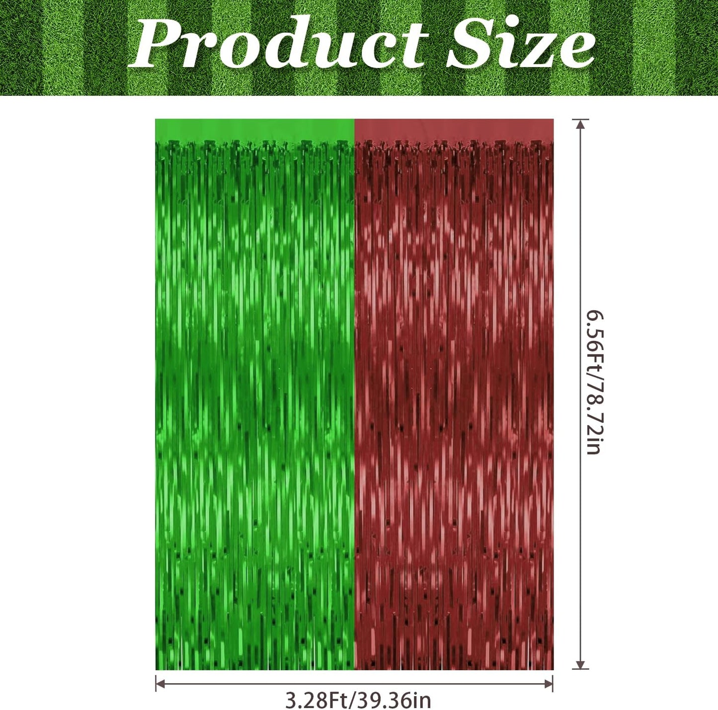 4 Pack Football Party Decorations,3.28 Ft x 6.56 Ft Football Tinsel Backdrop,Brown Green Foil Fringe Curtains Streamer Backdrop Birthday Party Decorations Sports Background