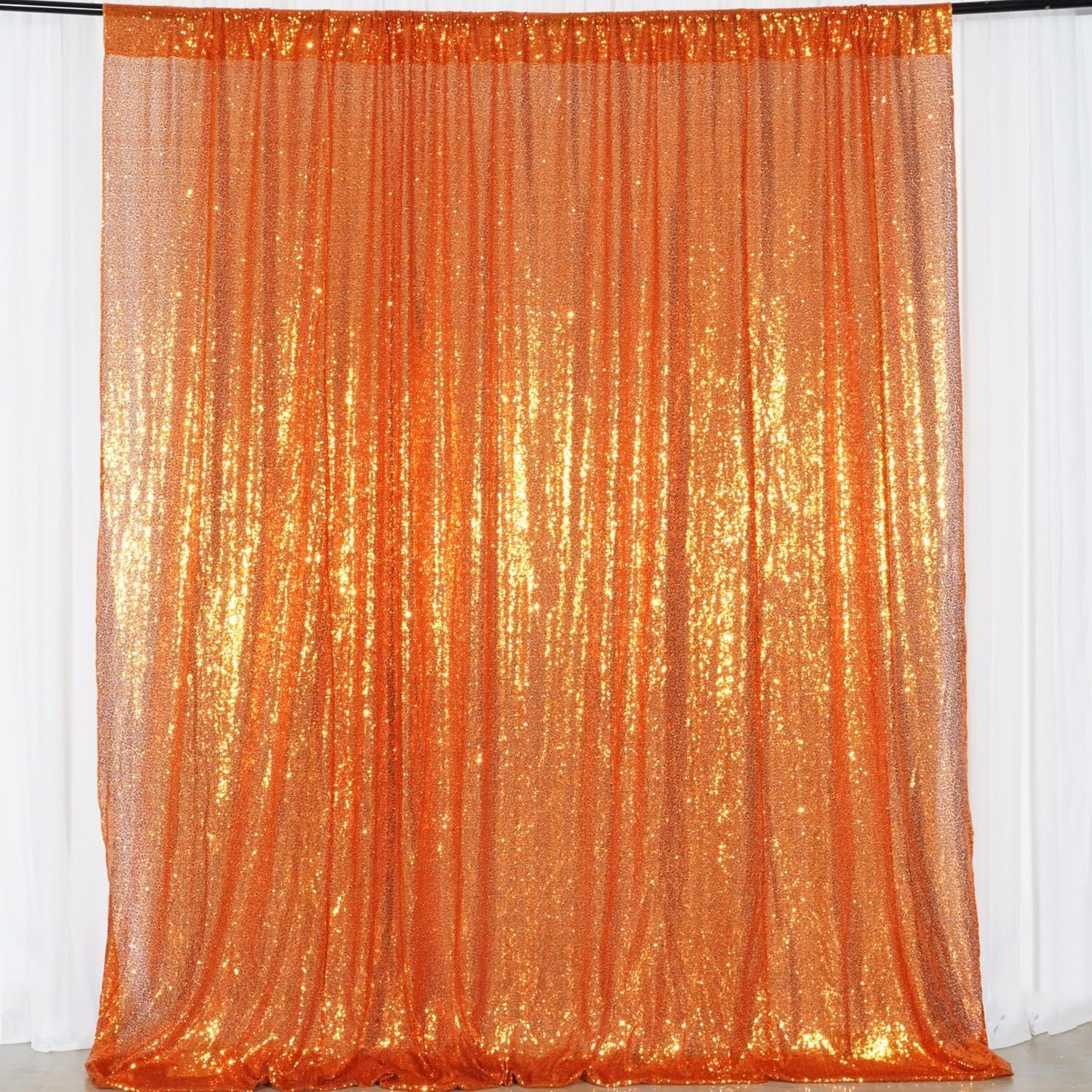 Poise3EHome Orange Sequin Backdrop, 10Ft x 10Ft Glitter Photography Background Curtains for Halloween Party Wedding Birthday Christmas Thanksgiving Decoration