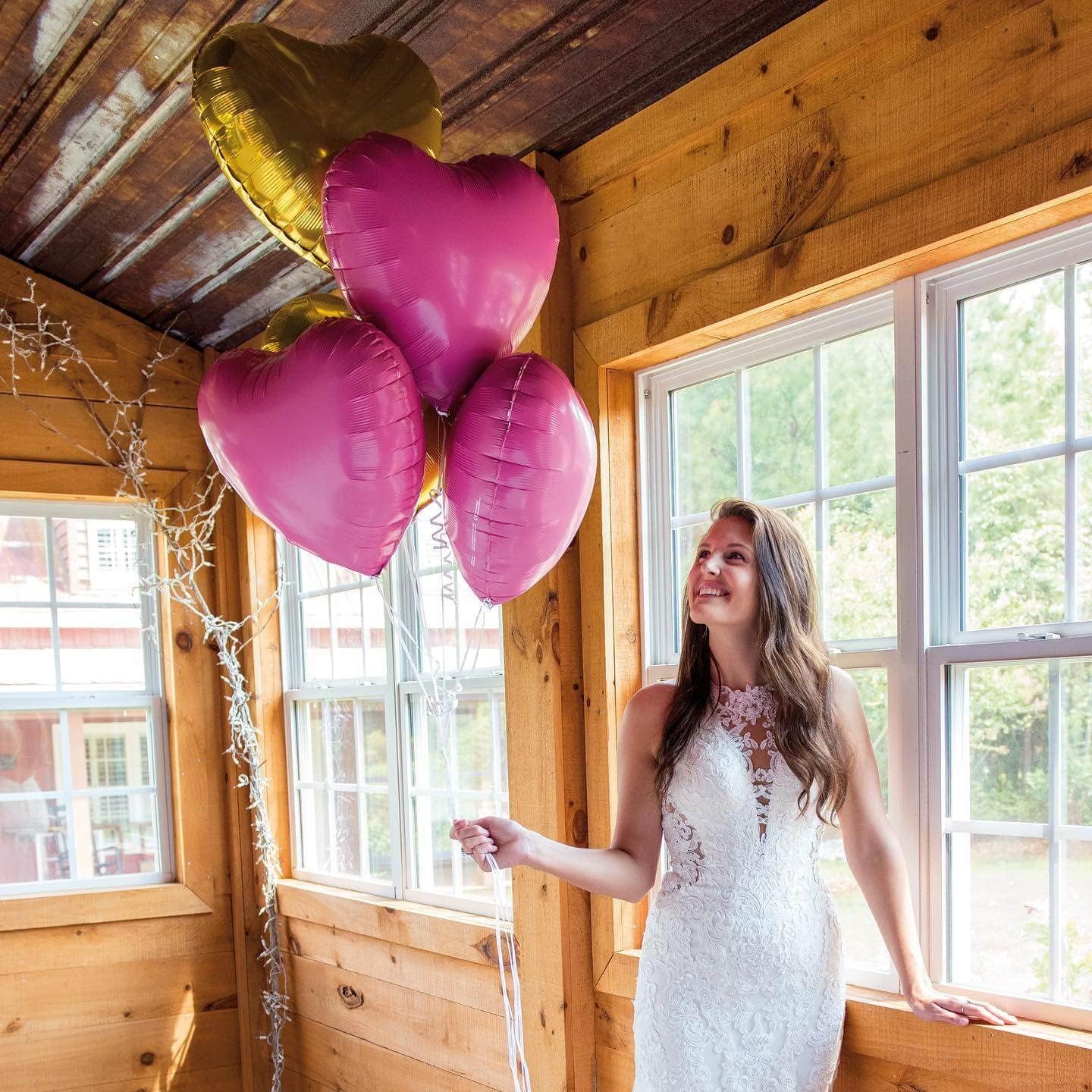 10Pcs Pink Foil Heart Shaped Balloons 18 Inch Bright Pink Heart Balloons For Baby Shower Wedding Valentine Decorations Love Balloons Party Decorations