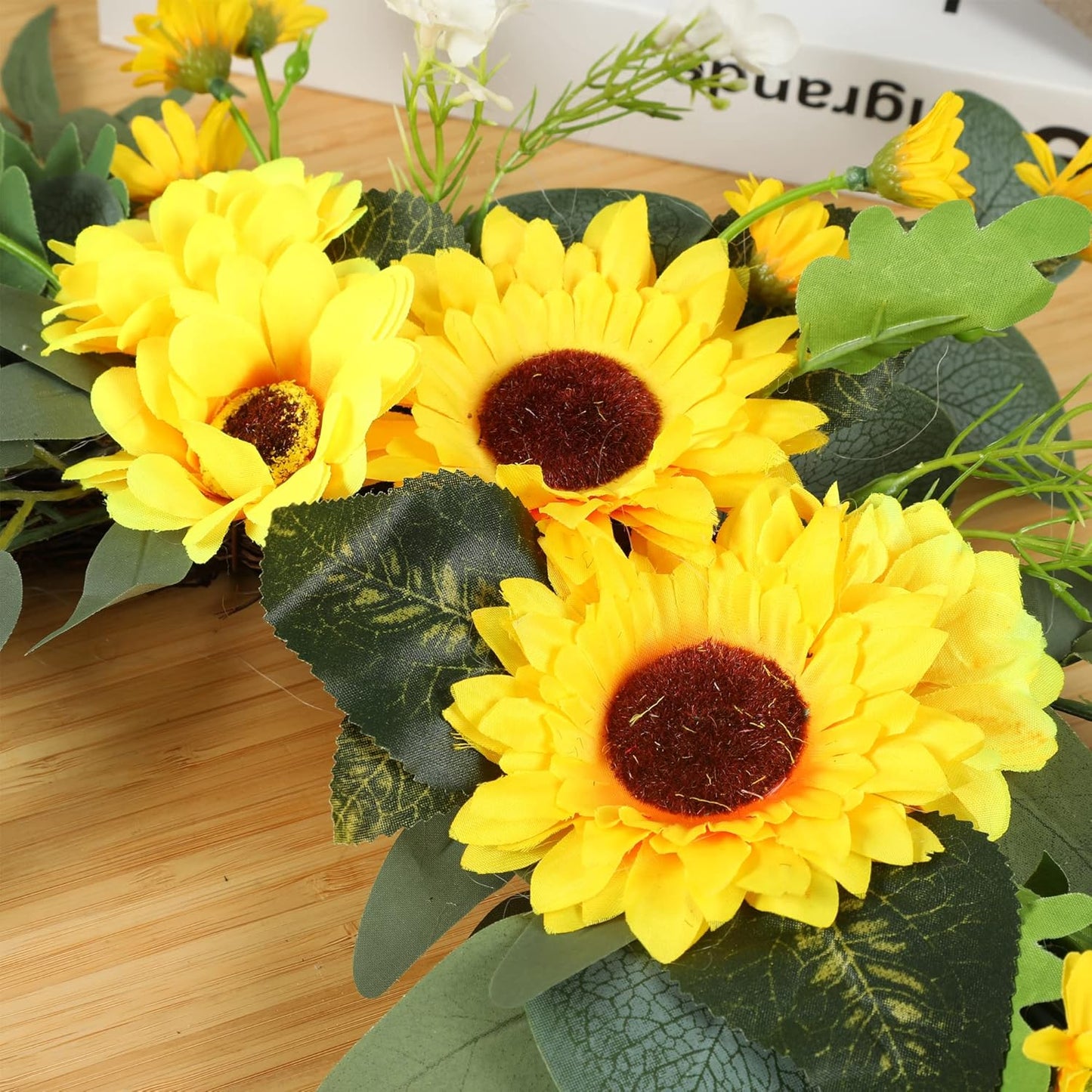 H&W 2pcs Artificial Wedding Arch Flowers for Wedding Sign, Floral Swag Dusty Decor for Reception Ceremony Backdrop Sweetheart Table （Sunflower）