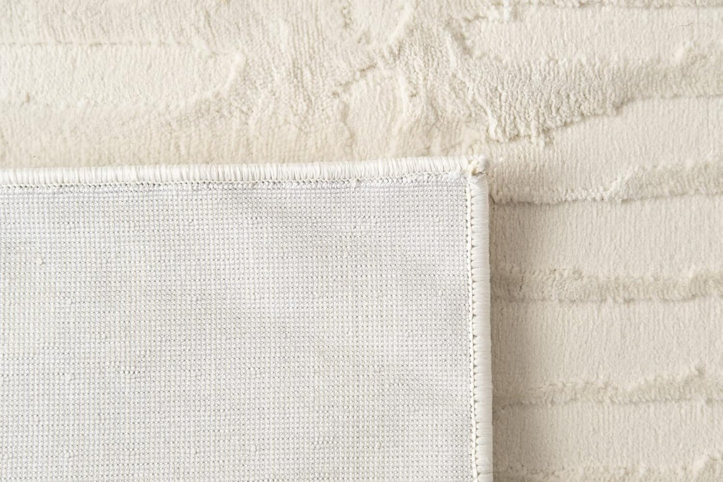 Revival Rugs Shell 3'11"x6'1" Machine Washable Area Rug for Kitchen Bedroom - 100% Recycled Oeko-TEX Certified, Medium Pile, Beige, Cream