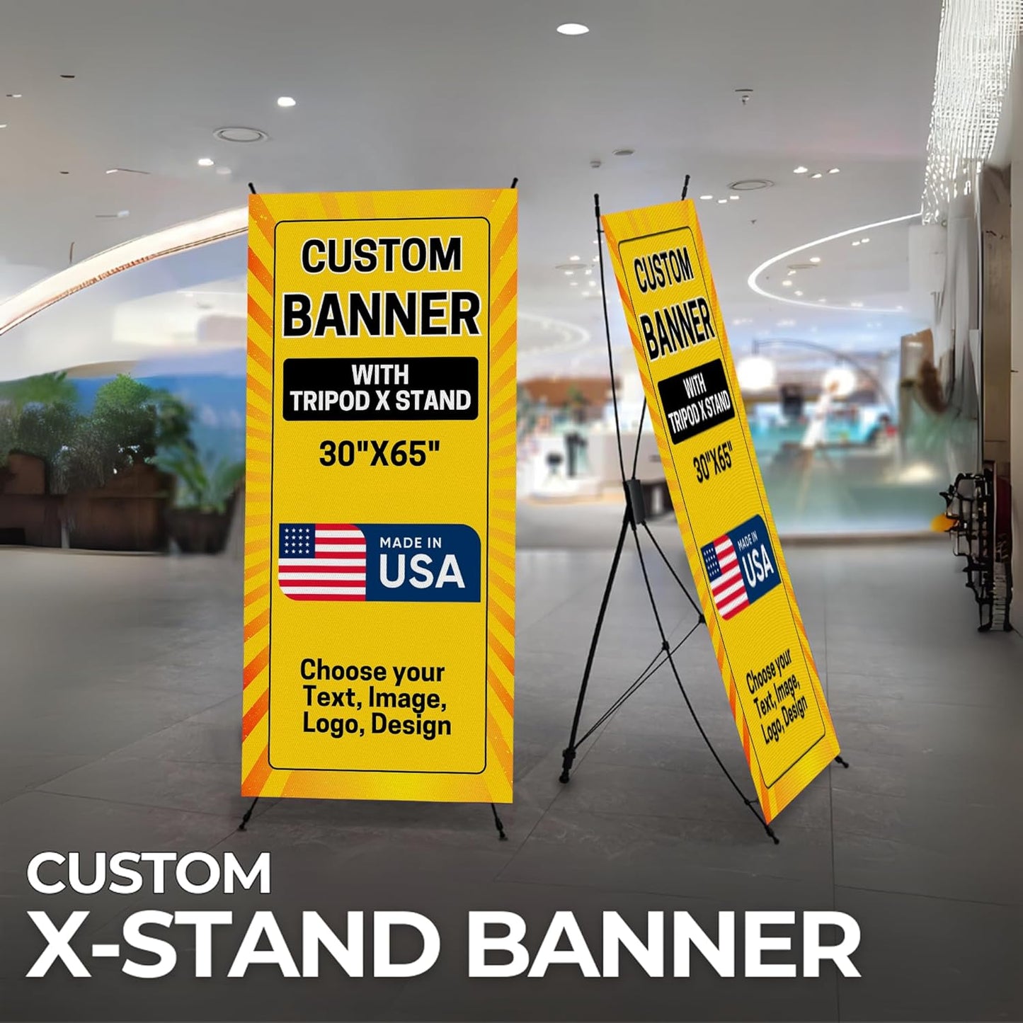 Custom Banner With X Stand By Dreamcontroller(30" X 65") | Personalized X Banner Stand For Advertising, Stores, Tradeshow, Restaurant, Event, Birthday & Party | Made In Usa | Fast Delivery | Hd Print