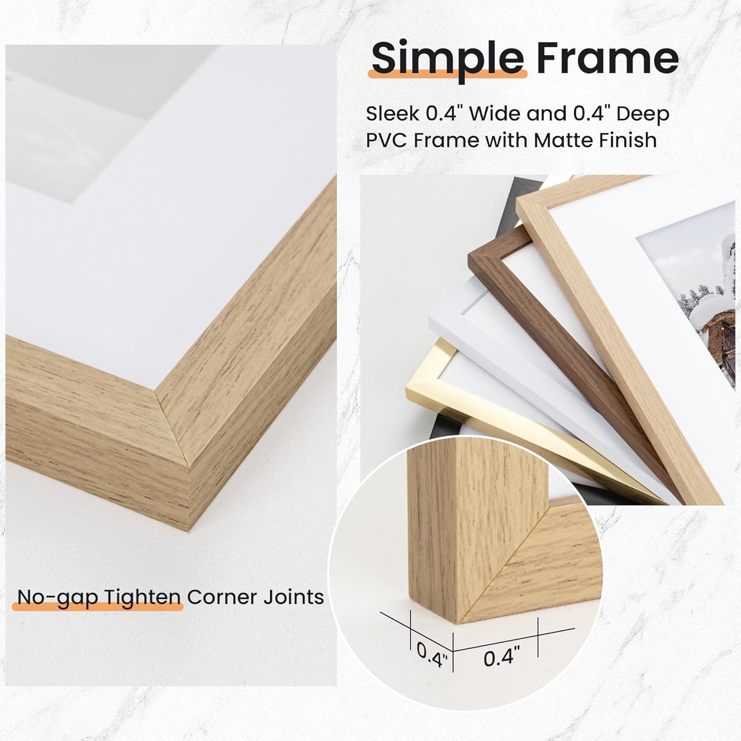 5x7 inch Picture Frame, 5x7 Photo Frames with 4x6 Removable Mat - High Definition Plexiglass - Vertical and Horizontal Display - Wall Hanging Frame - Oak Color, 12 Pack