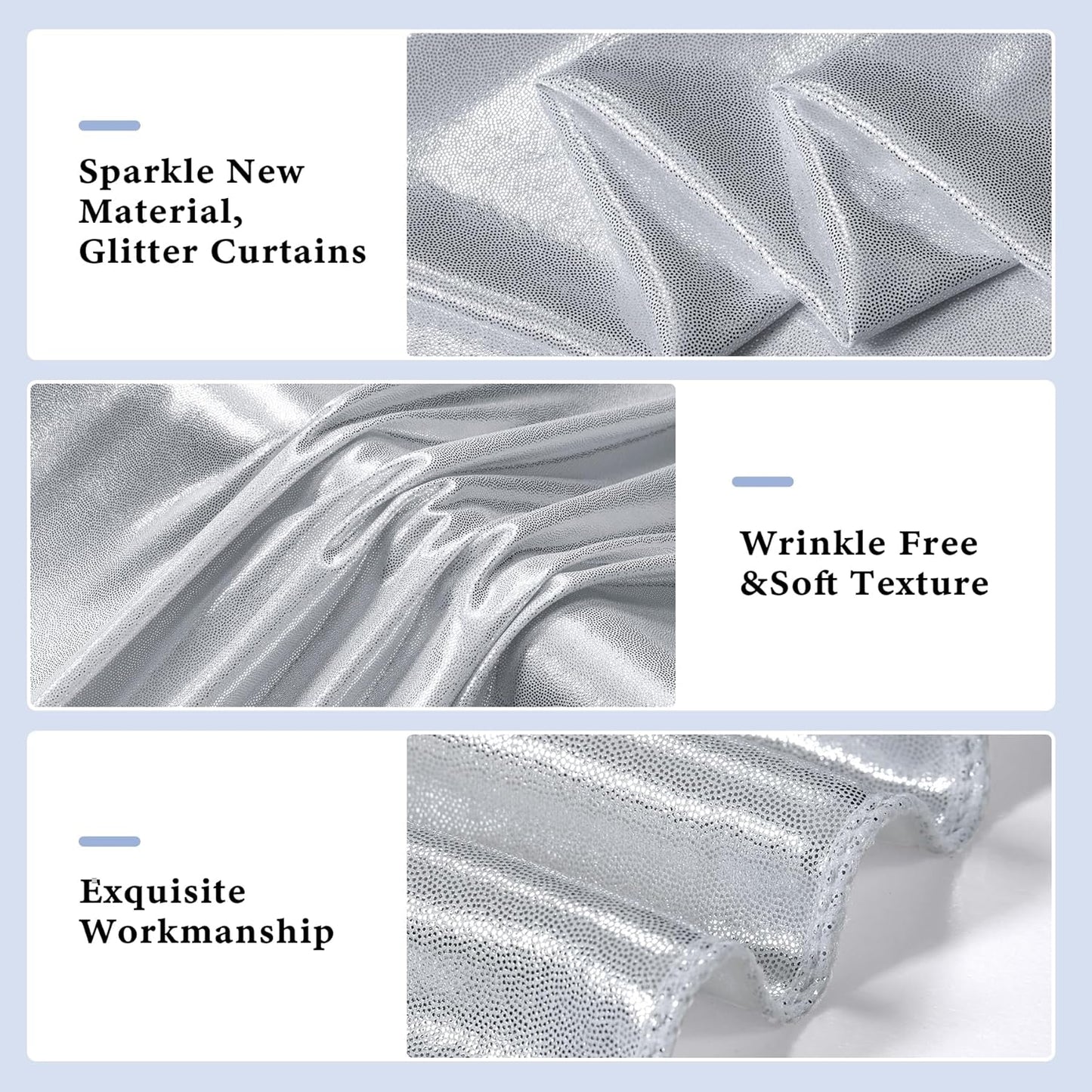 Outpain Thick 20 ft x 10 ft Silver Sequin Backdrop Curtain for Parties, Wrinkle Free Glitter Photo Backdrop Drapes 4 Panels 5x10ft Silver Back Drop Cloth for Wedding Christmas Photography Background