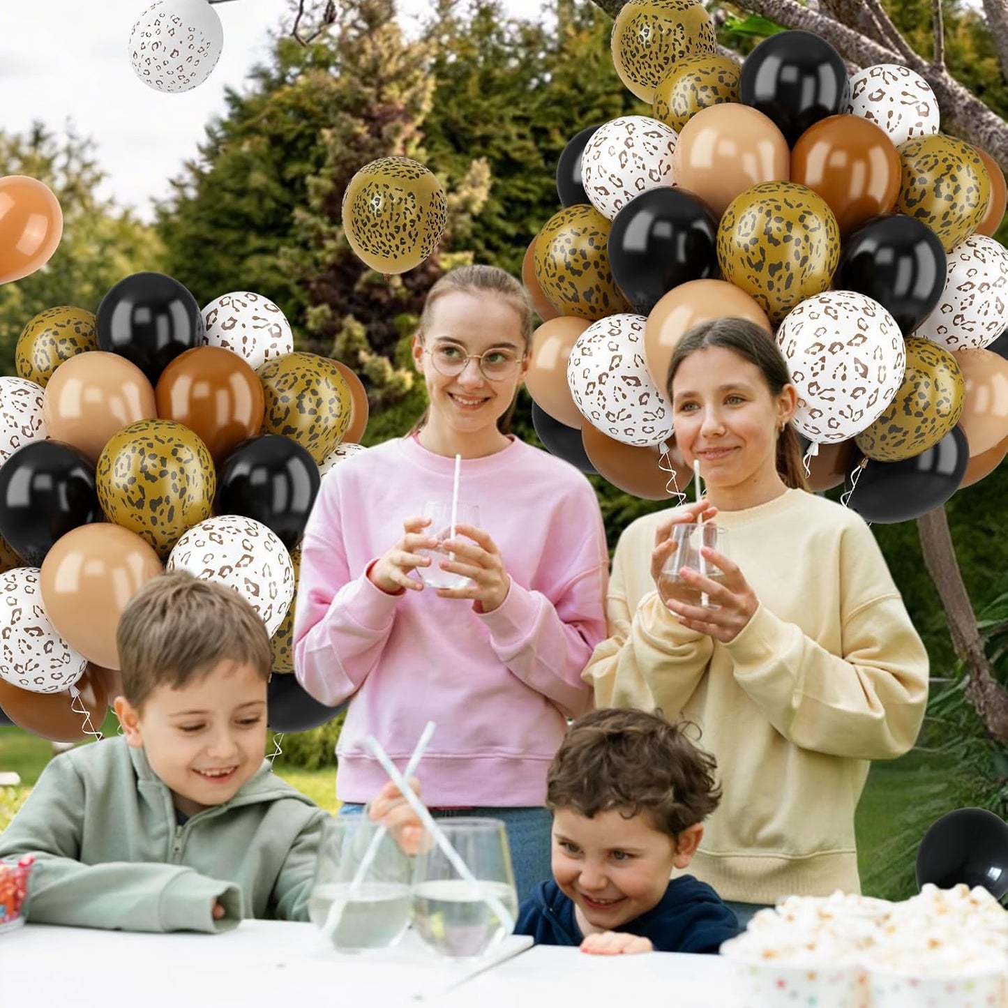 Cheetah Print Balloons, 52 PCS Black Brown Balloons, Black Brown White Cheetah Theme Balloons, Animal Party Decorations for Birthday Baby Shower Animal Leopard Themed Party Decoration